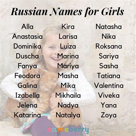 russische meisjes namen|Top 172 Russian baby girl names and their meanings